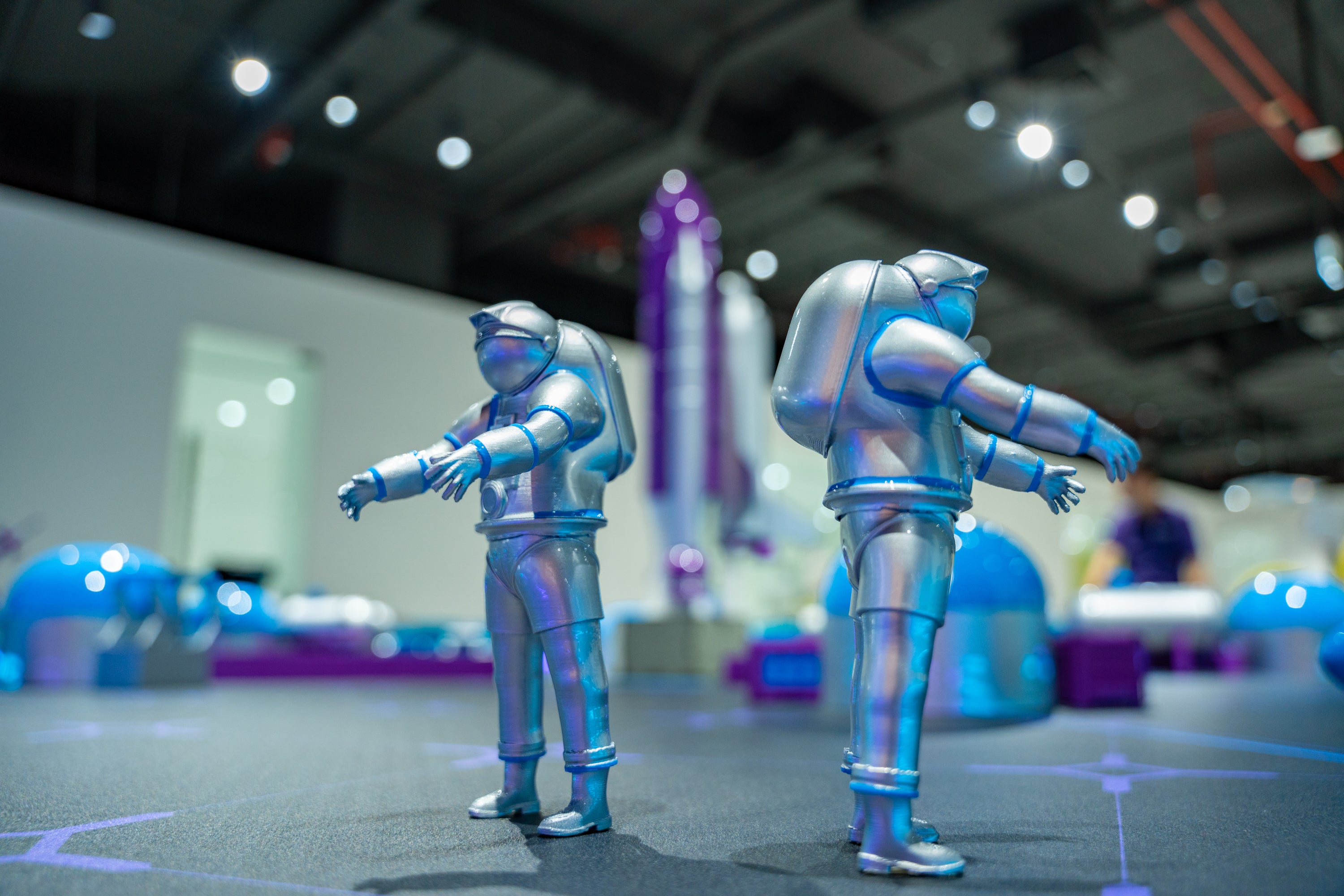 Interactive space race exhibit at RoboMission for kids in Dubai, UAE